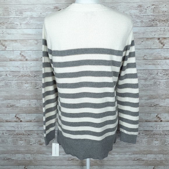 Charter Club Sweater M Stripe Gold Buttons 384 - Picture 3 of 6